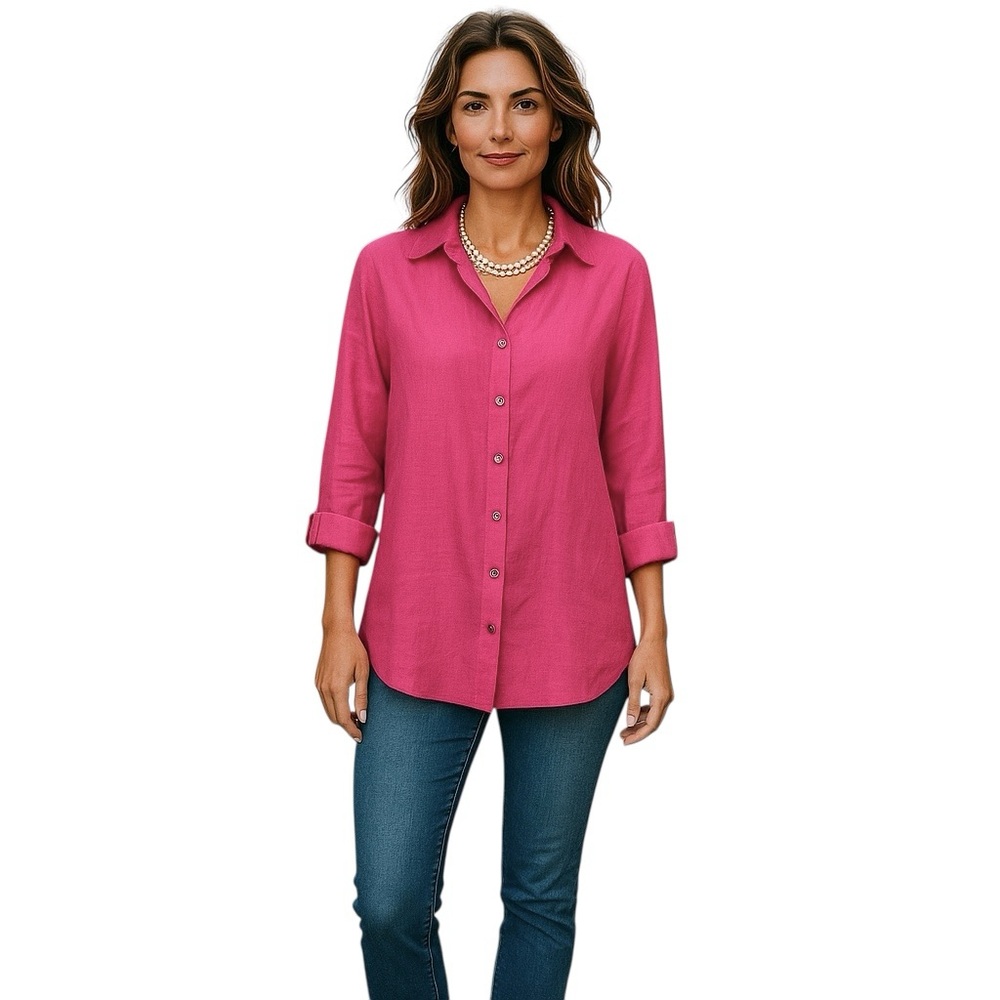 Chico's Pink Linen Silk Blouse Size Medium